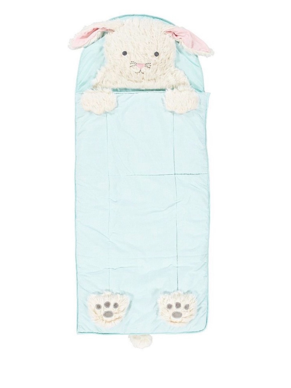 Pottery Barn Kids Shaggy Bunny Sleeping Bag Blue Gingham Avery Embroidered